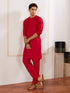 Men's Red Viscose Kurta